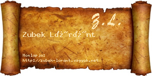 Zubek Lóránt névjegykártya